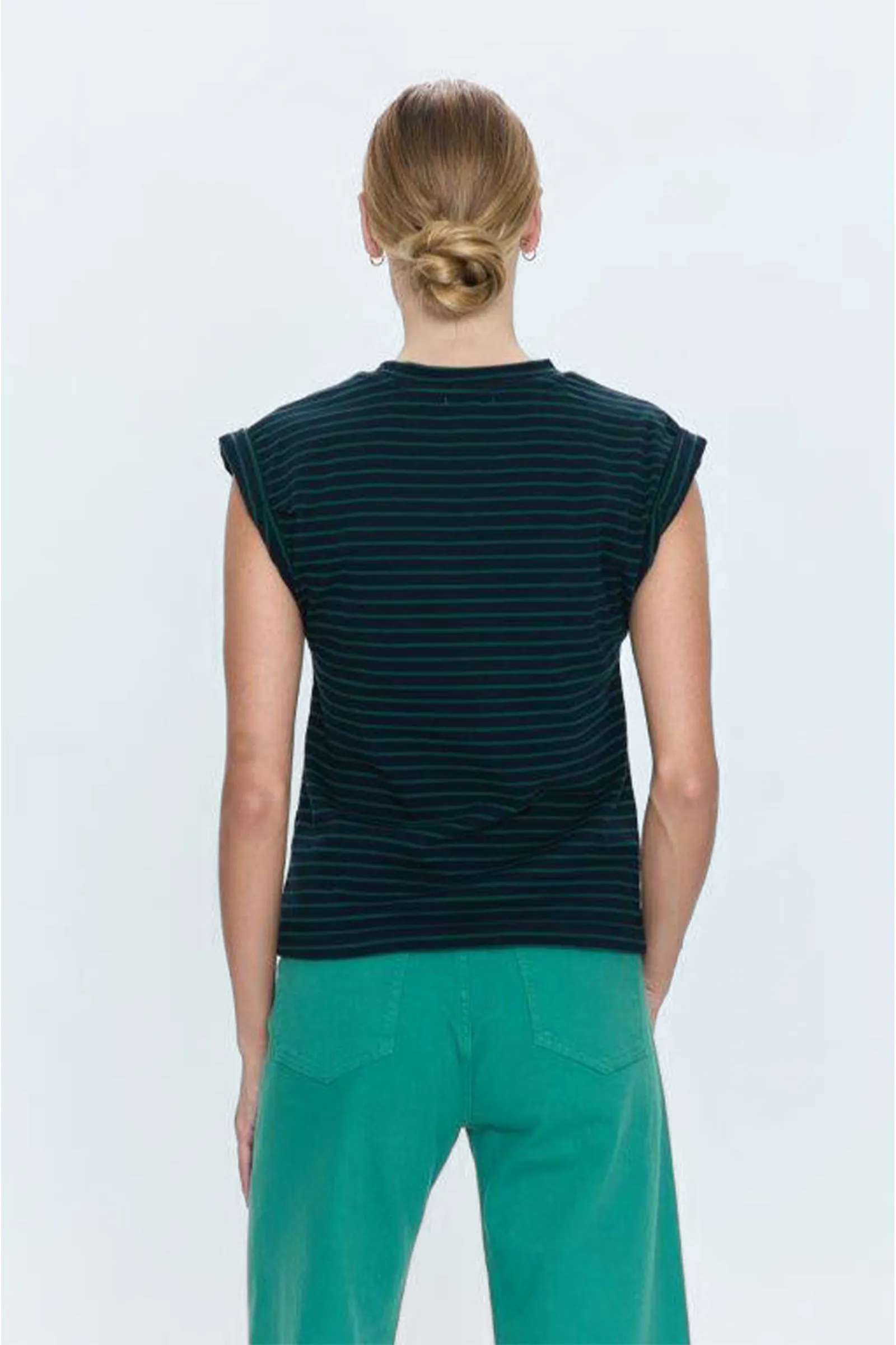 Olivia Twisted Sleeve Marina - Navy Green Stripe sold by Pistola product image thumbnail 2