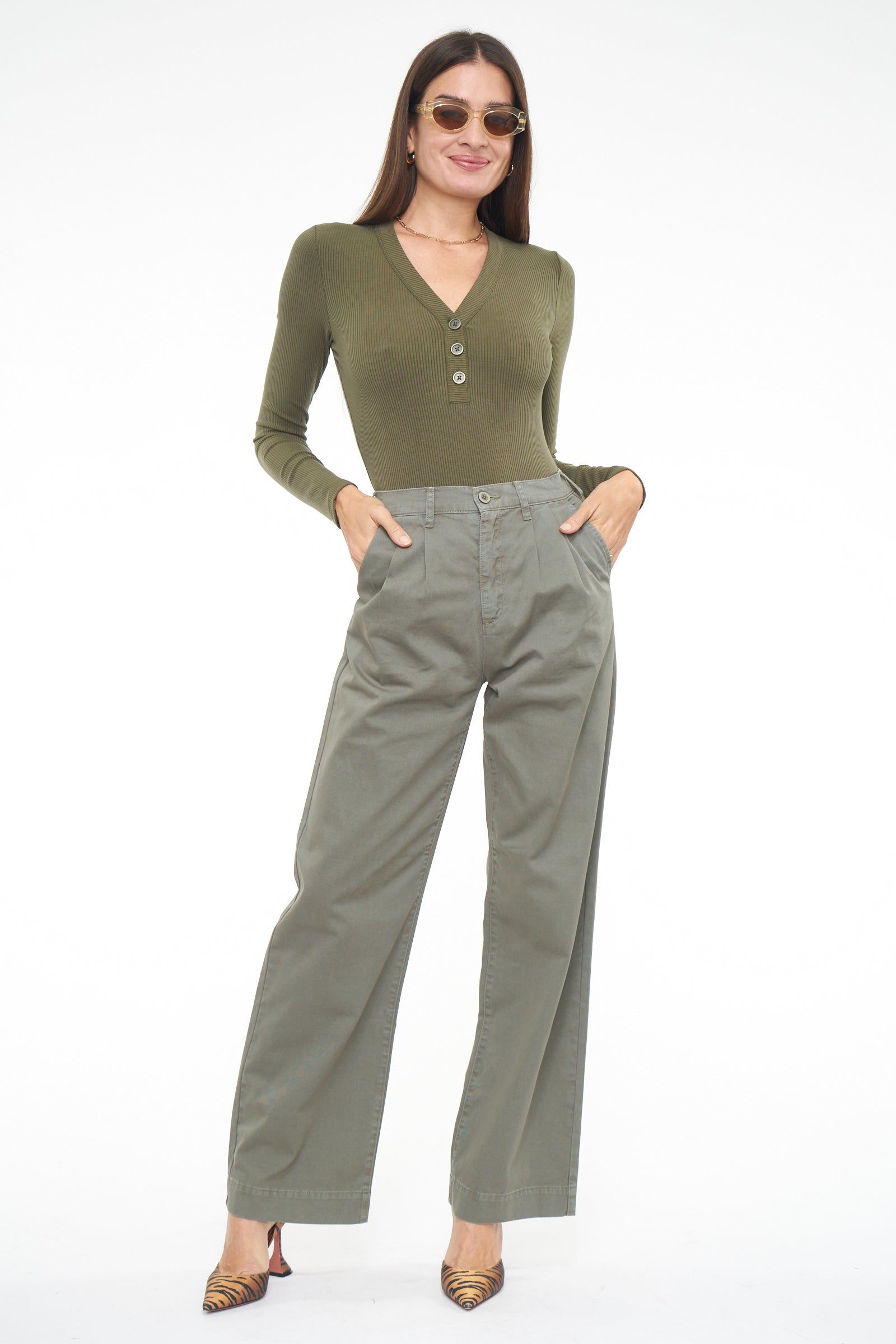 Ellery High Rise Wide Leg Trouser - Garden Green sold by pistola