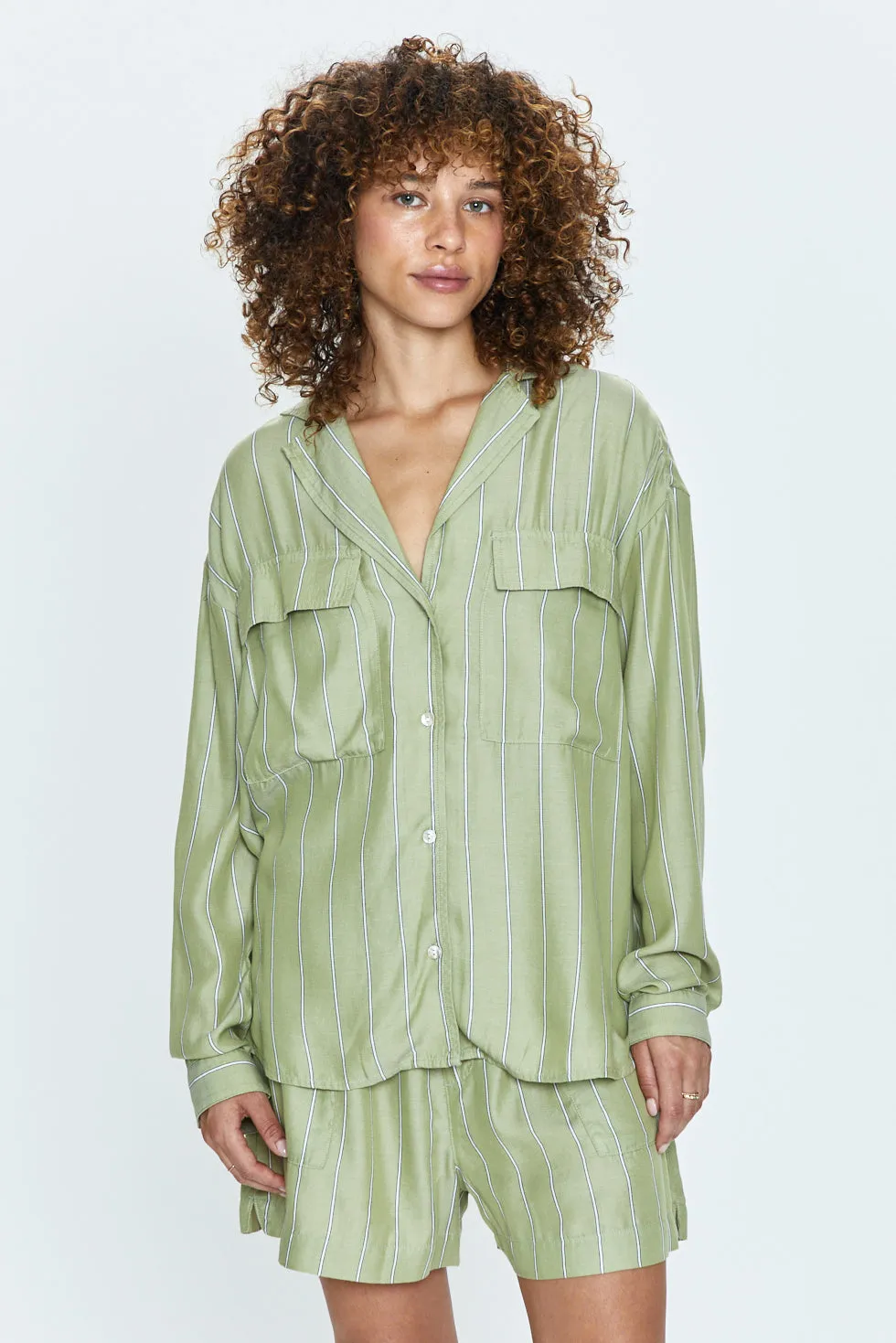Irene Shirt - Sage Stripe sold by pistola product image thumbnail 2