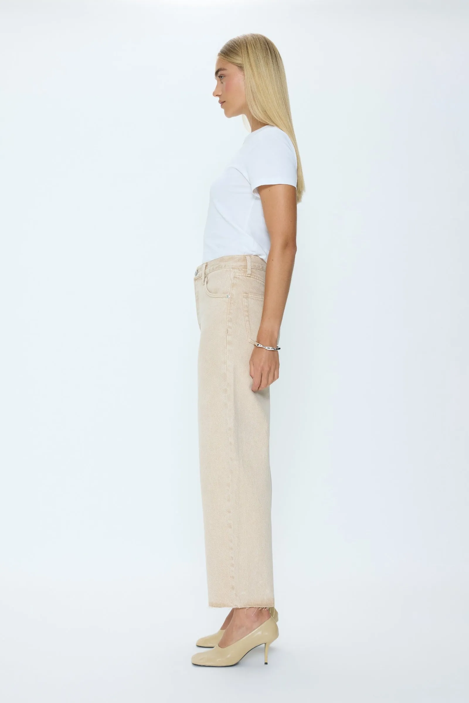 Tate Crop High Rise Bowed Wide Leg Jean - Dune sold by Pistola product image thumbnail 2