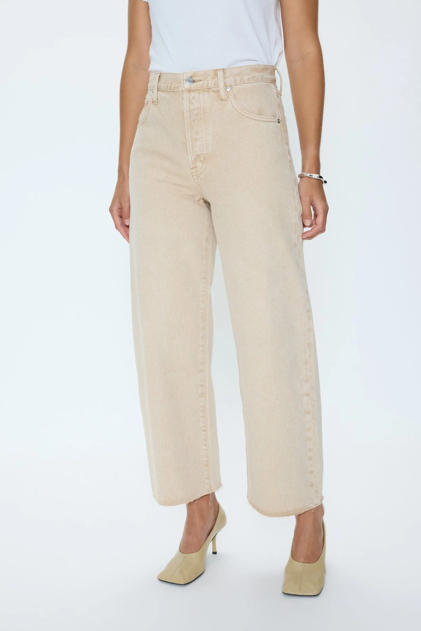 Tate Crop High Rise Bowed Wide Leg Jean - Dune sold by Pistola product image thumbnail 4