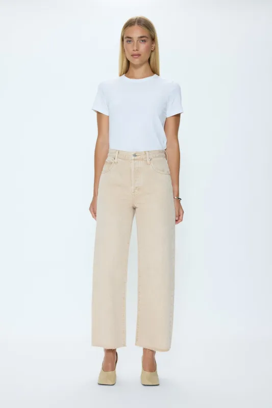 Tate Crop High Rise Bowed Wide Leg Jean - Dune sold by Pistola