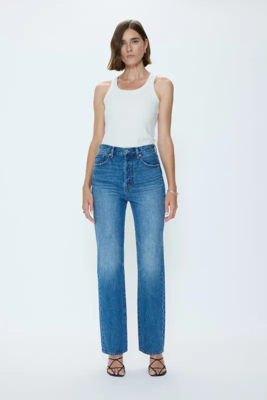 Cassie Super High Rise Straight Jean - Capri sold by Pistola