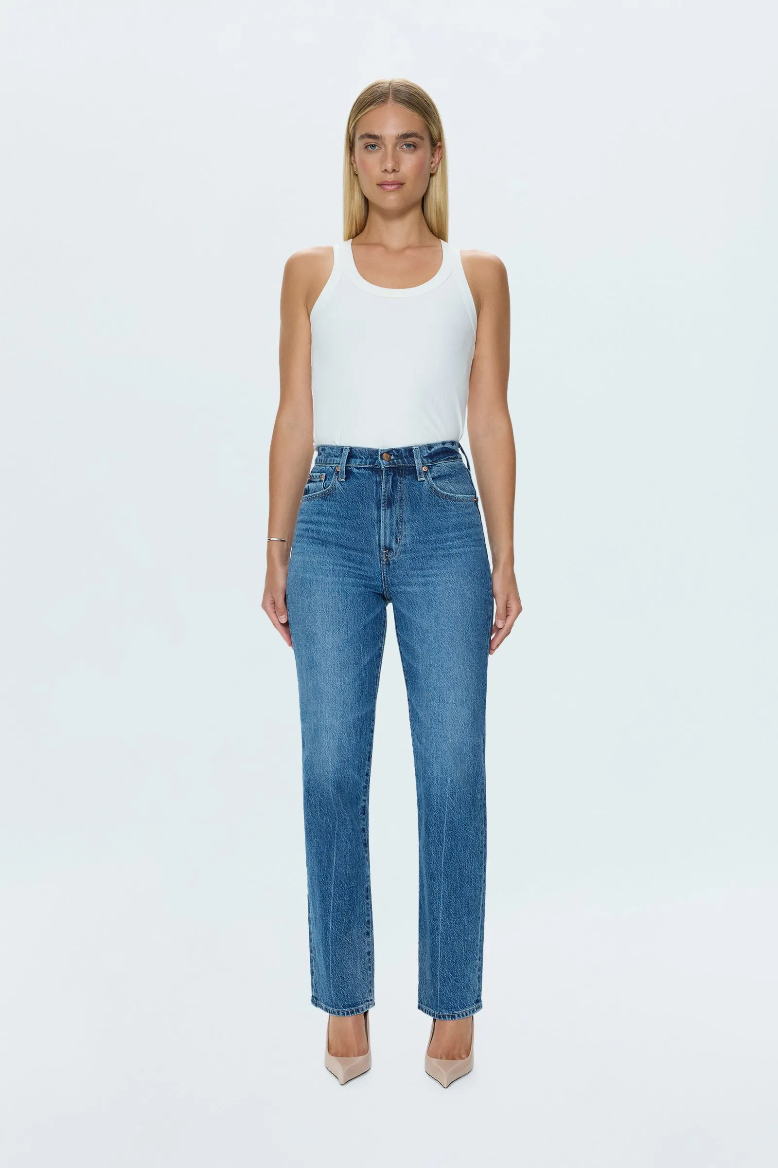 Cassie Super High Rise Straight Jean - Palladium sold by Pistola