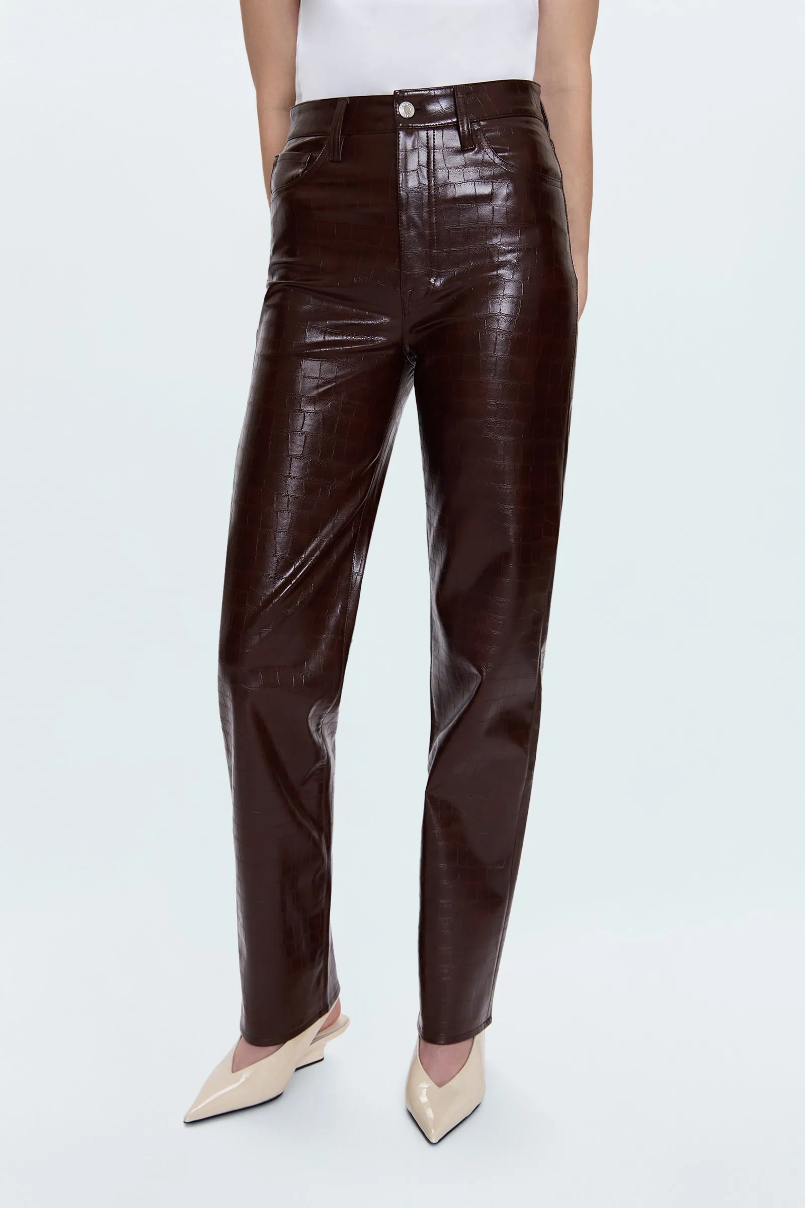 Cassie Super High Rise Straight Pant - Tobacco Croc sold by Pistola product image thumbnail 2