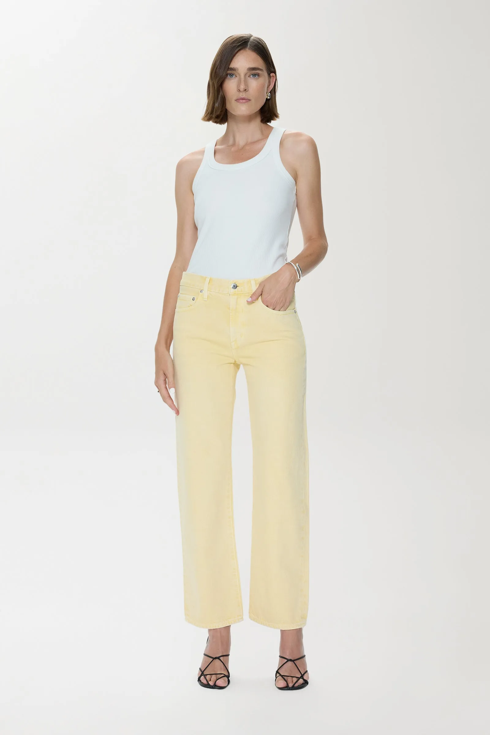 Lexi Mid Rise Bowed Straight Jean - Day Glow sold by Pistola product image thumbnail 3