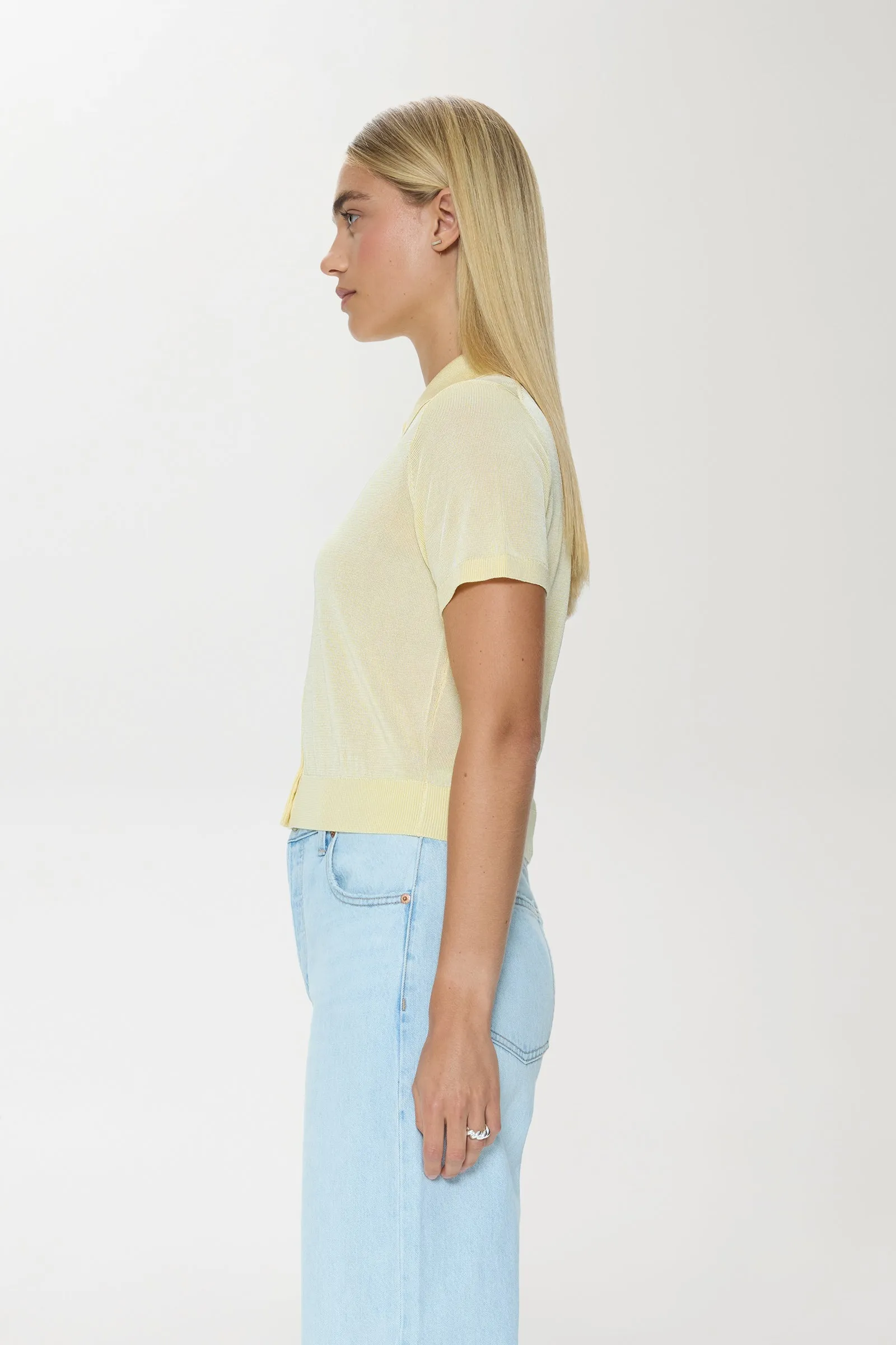 Lucca Short Sleeve Polo Sweater - Pale Yellow sold by Pistola product image thumbnail 5