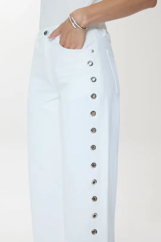 Lexi  Mid Rise Bowed Straight Jean - Vivid White sold by Pistola