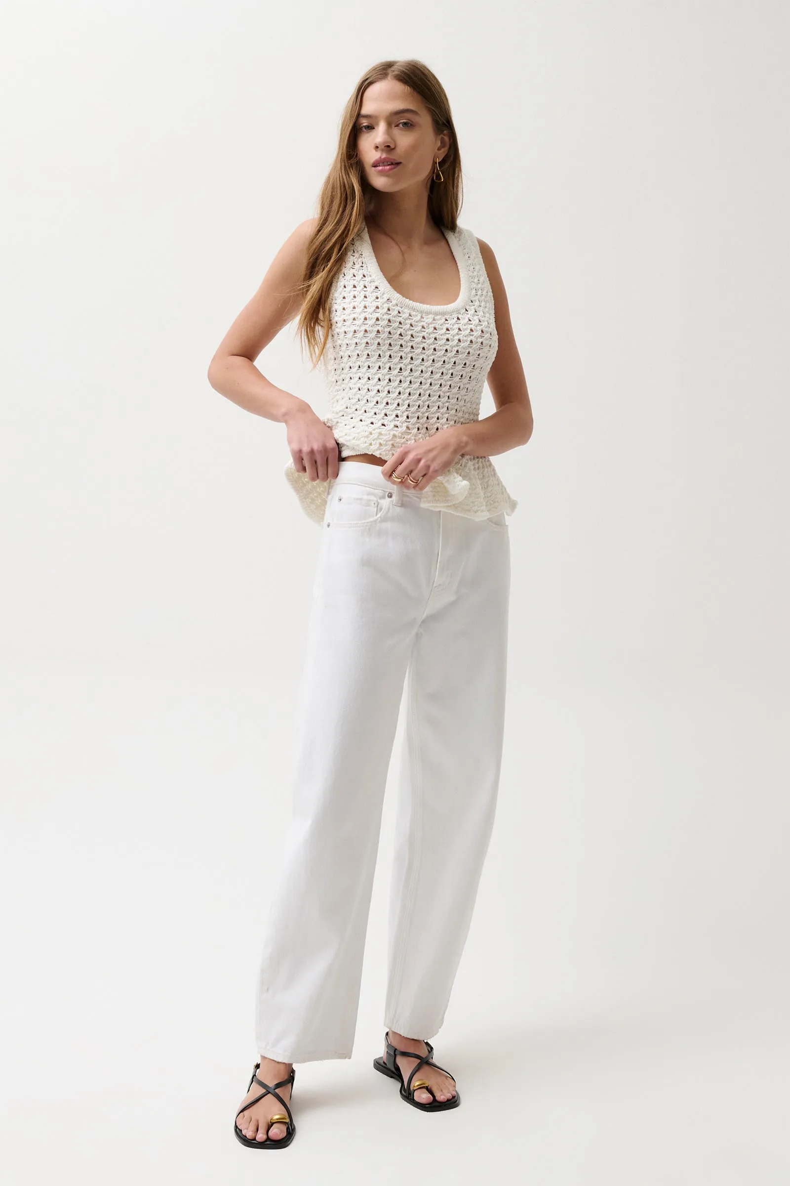 PETITE Wes High Rise Barrel - Vivid White sold by Pistola product image thumbnail 2
