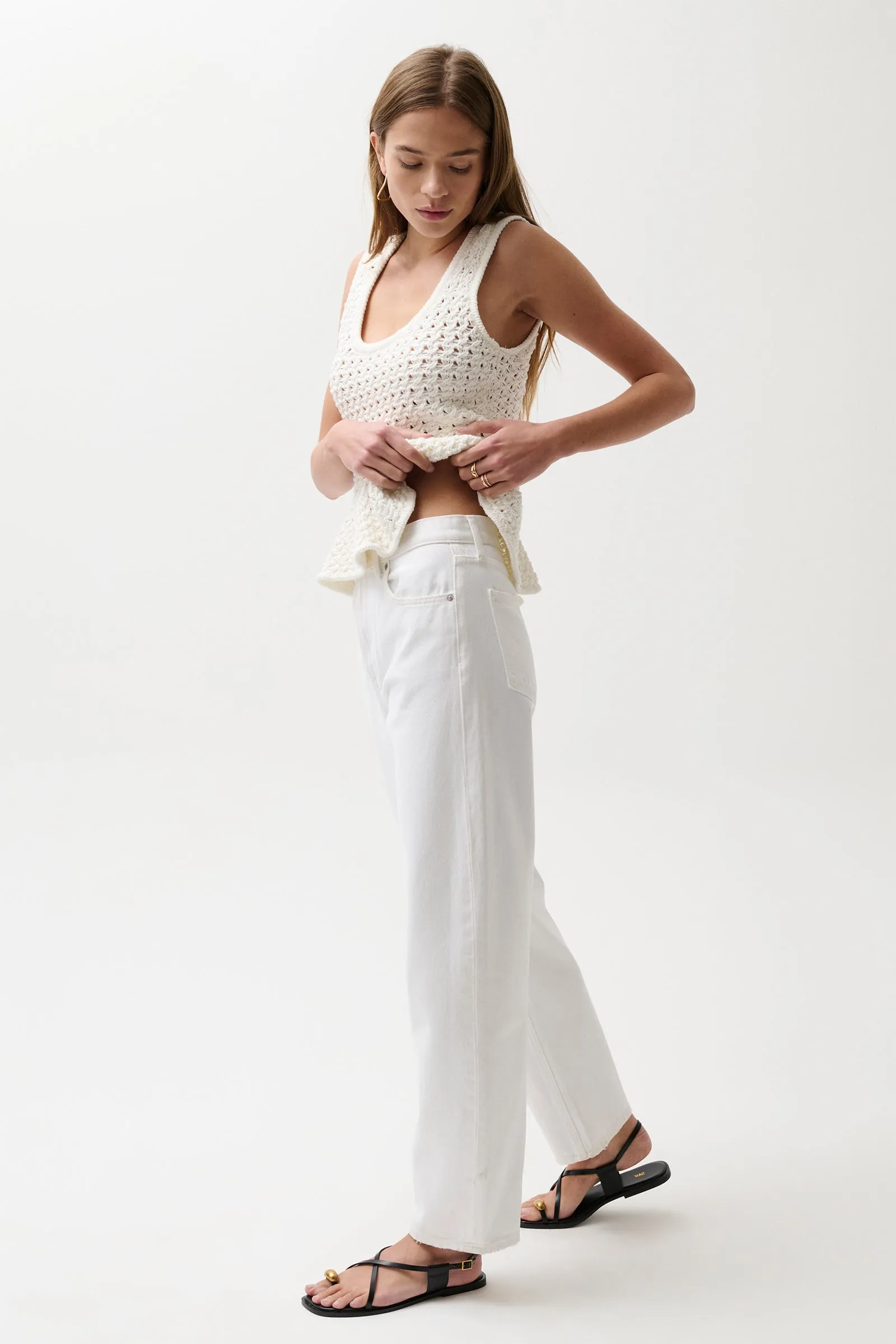 PETITE Wes High Rise Barrel - Vivid White sold by Pistola product image thumbnail 3