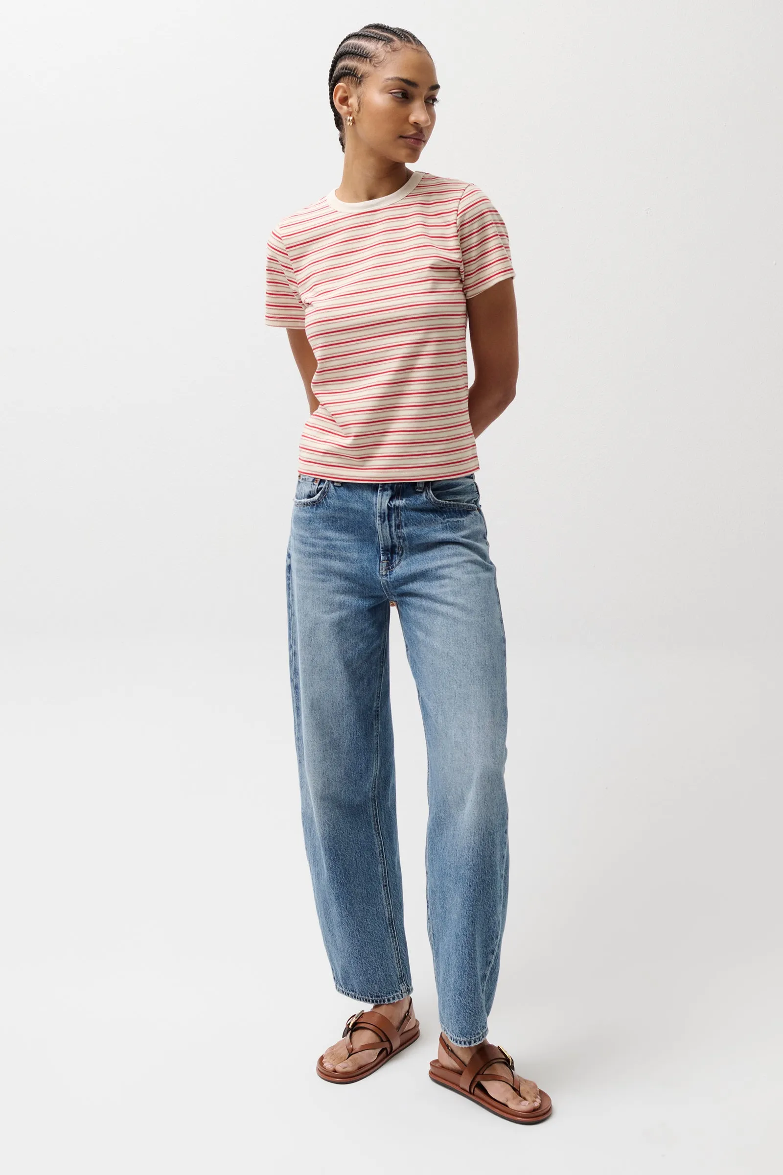 Alba Shrunken Tee in White Red Stripe sold by Pistola product image thumbnail 4