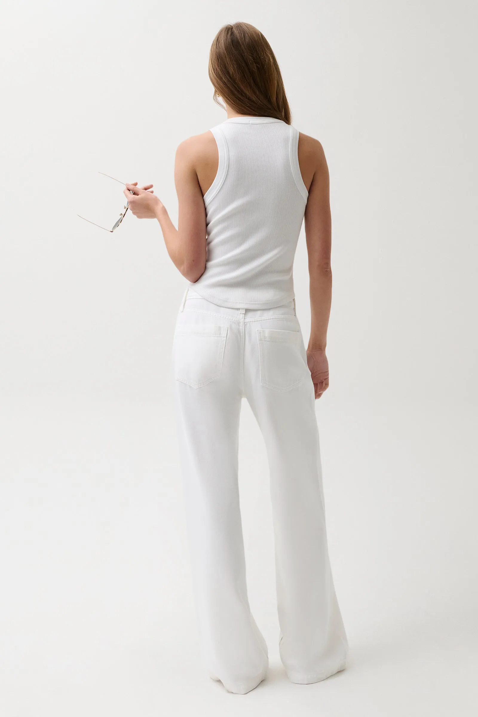 Jadyn Mid Rise Drawstring Palazzo Jean - Optic White sold by Pistola product image thumbnail 4