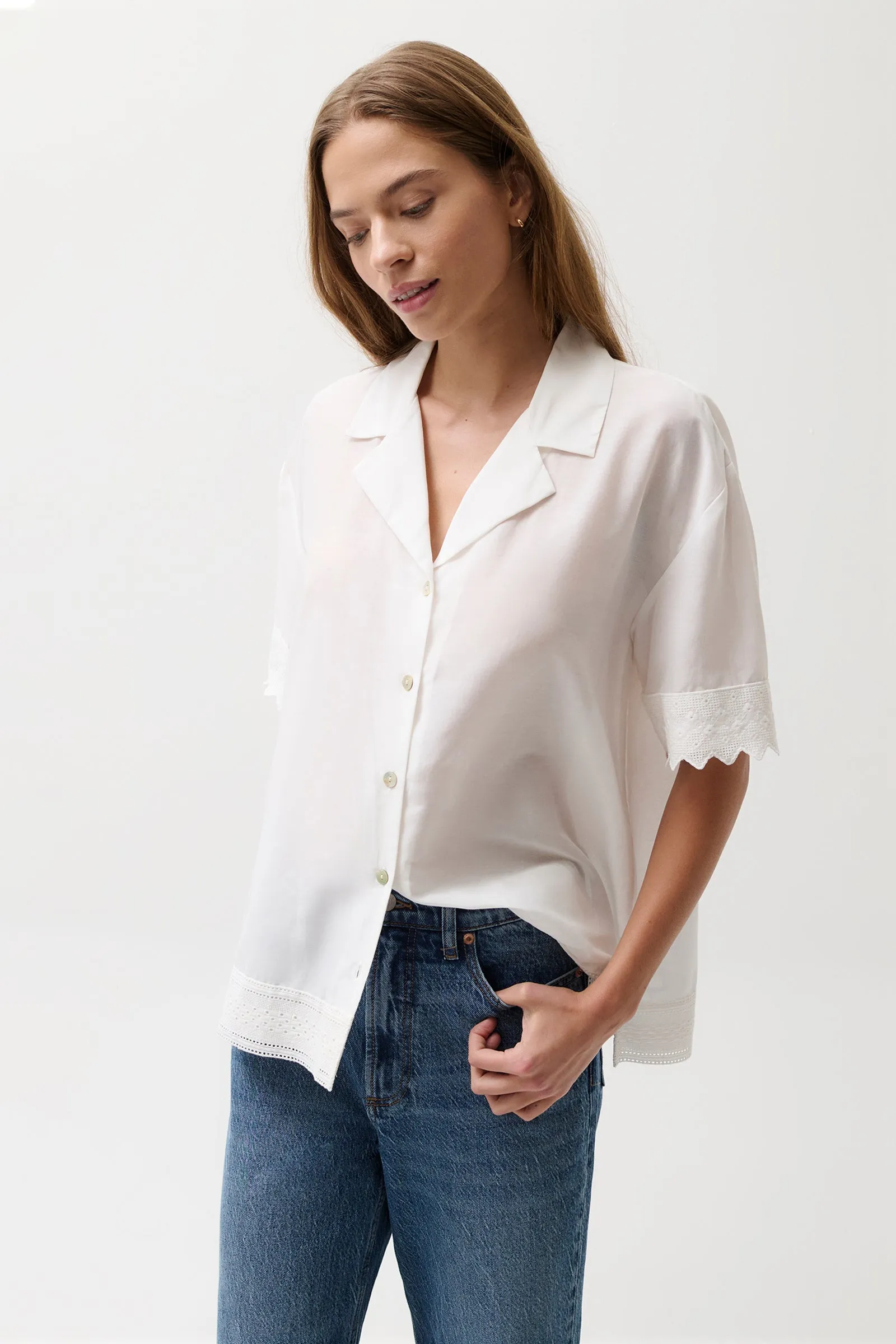 Maliah Camp Shirt - Soft White sold by Pistola