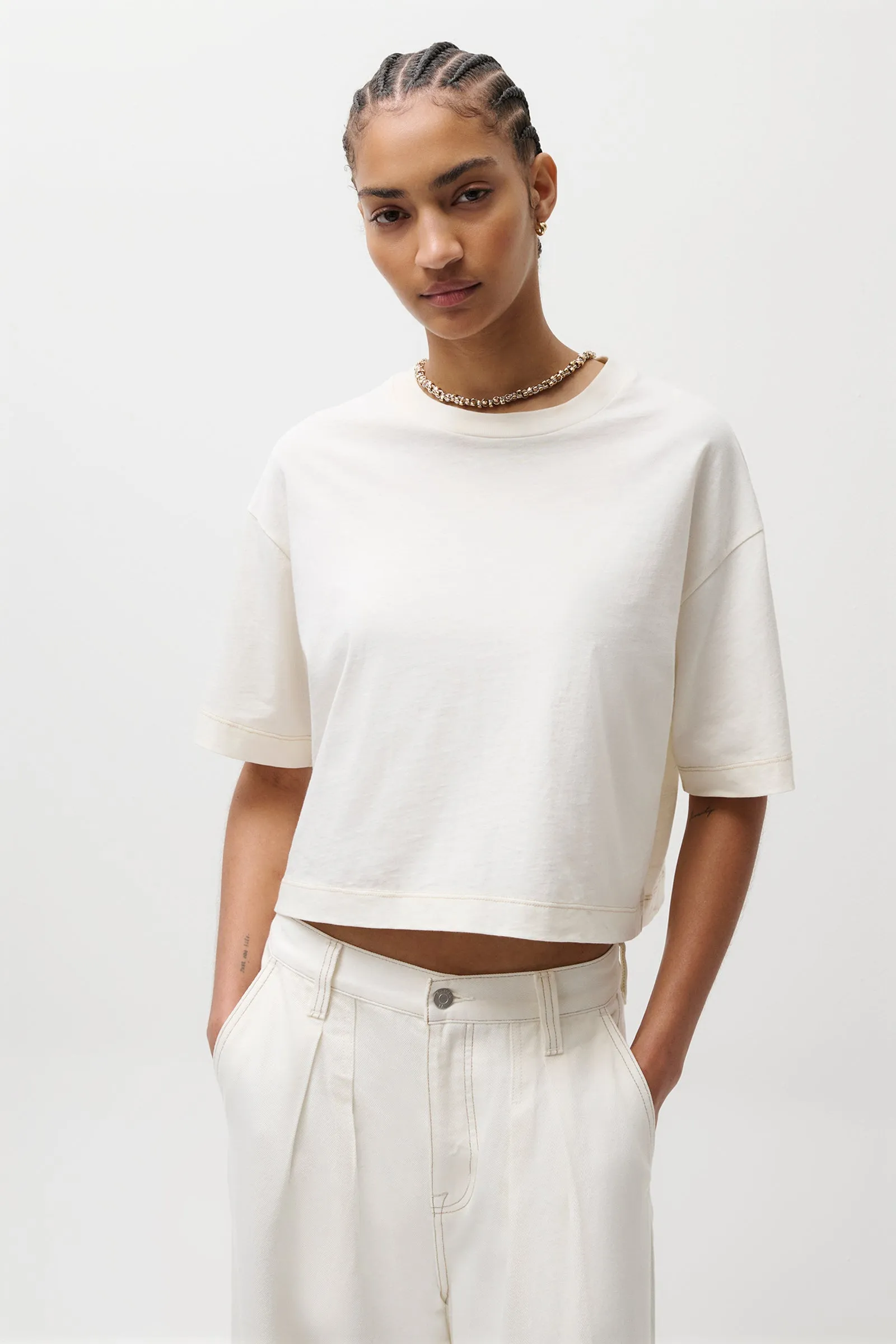 Mae Cropped Tee - Soft White sold by Pistola