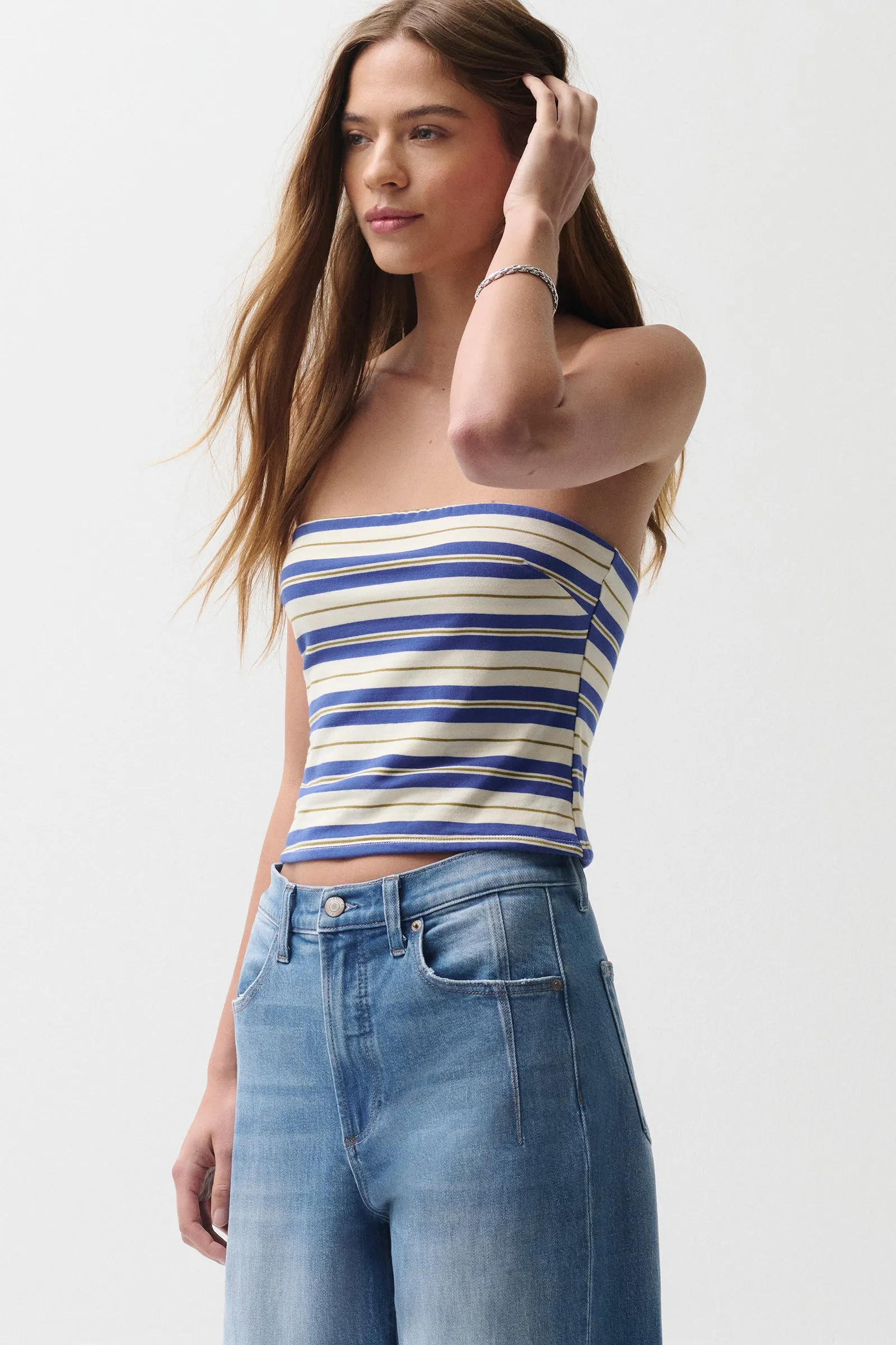 Beverly Tube Top - Egyptian Blue Stripe sold by Pistola product image thumbnail 4