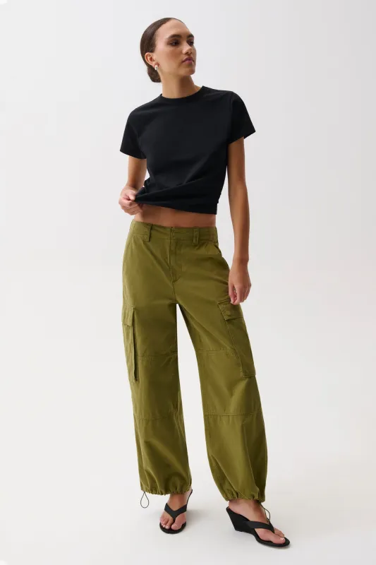 Petra Drawstring Harem Cargo Pant - Deep Moss made by Pistola