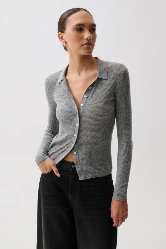 Korey Featherweight Cardigan - Heather Charcoal made by Pistola