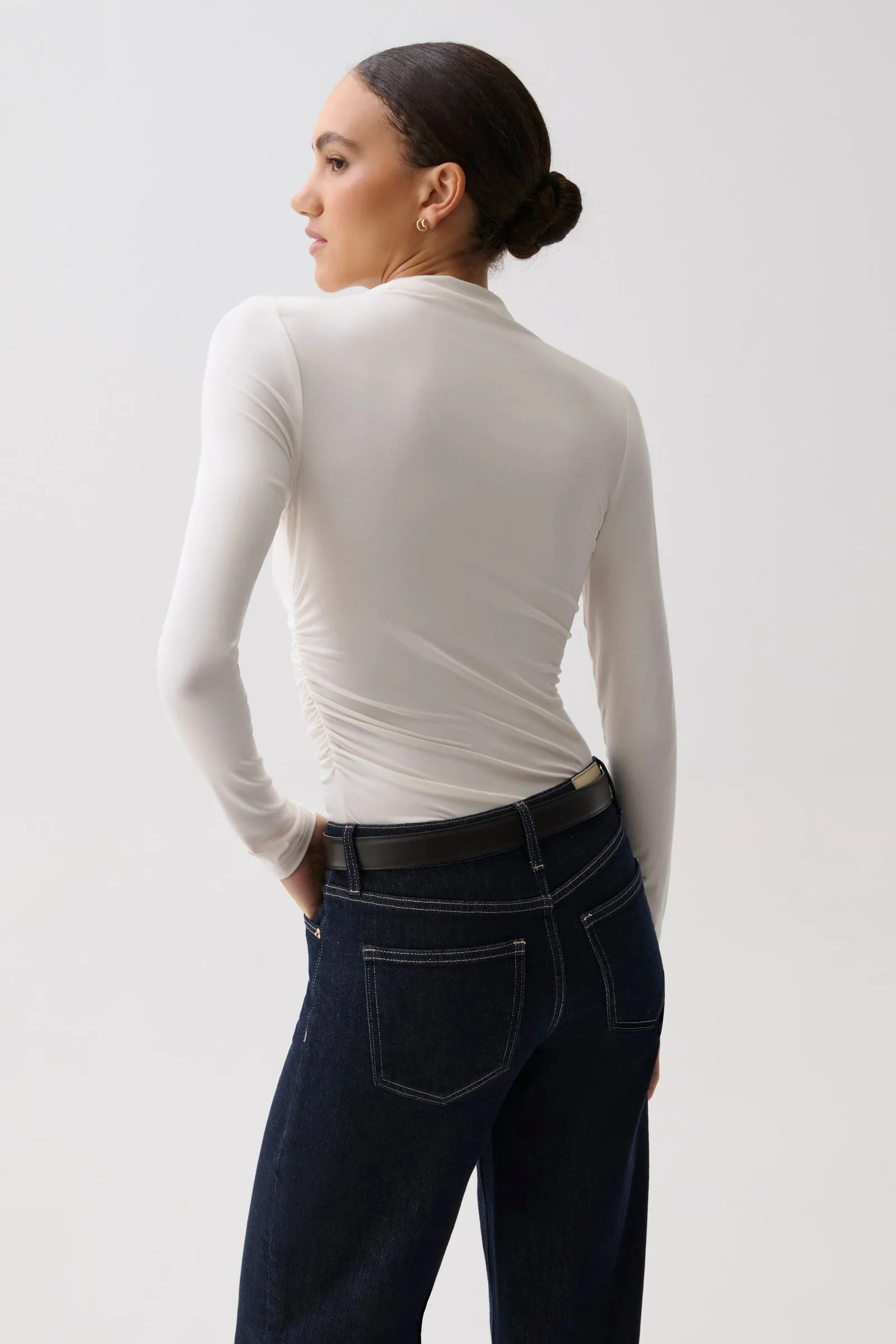 Nathalia Draped Mock Neck - Soft White sold by Pistola product image thumbnail 4