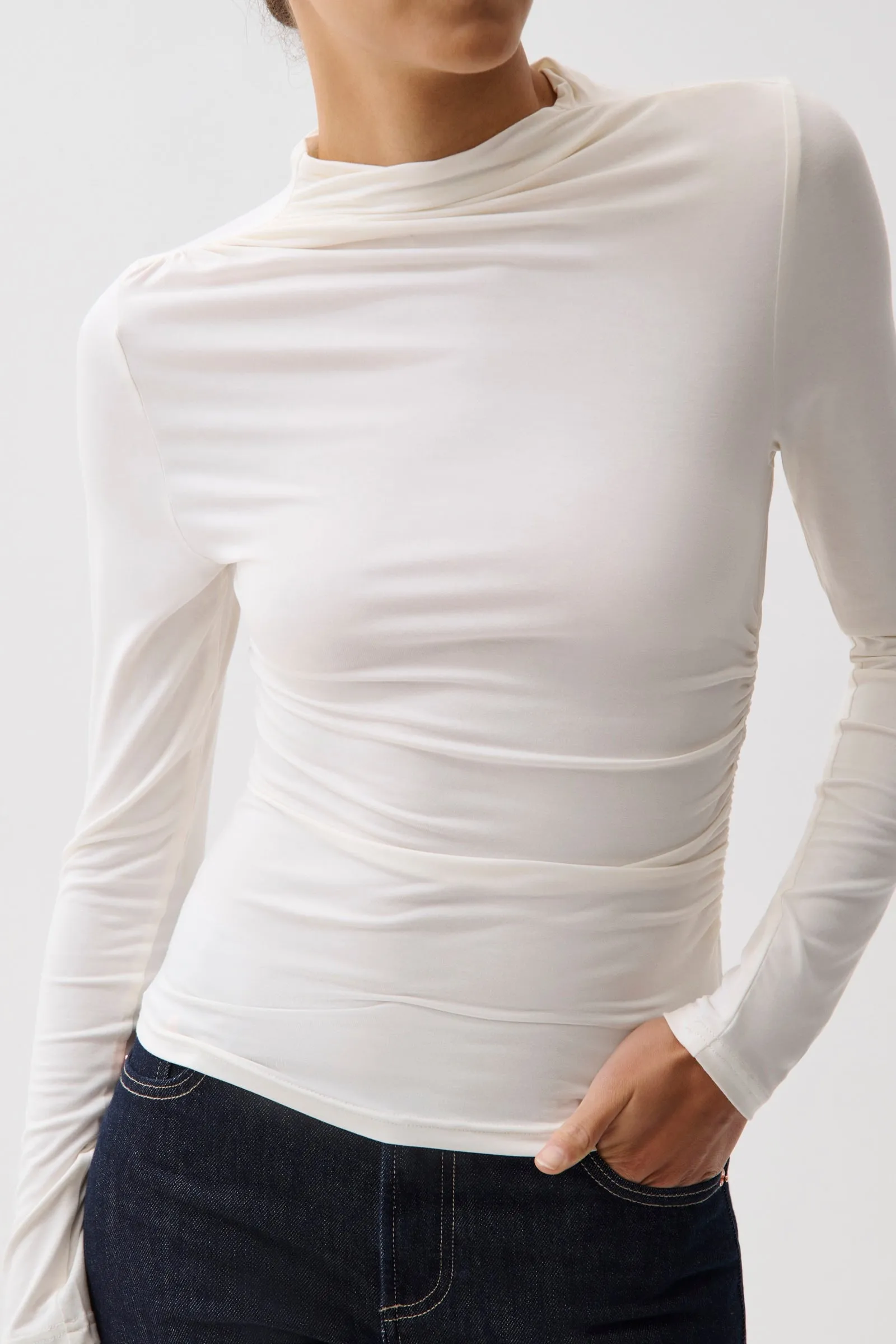 Nathalia Draped Mock Neck - Soft White sold by Pistola product image thumbnail 2