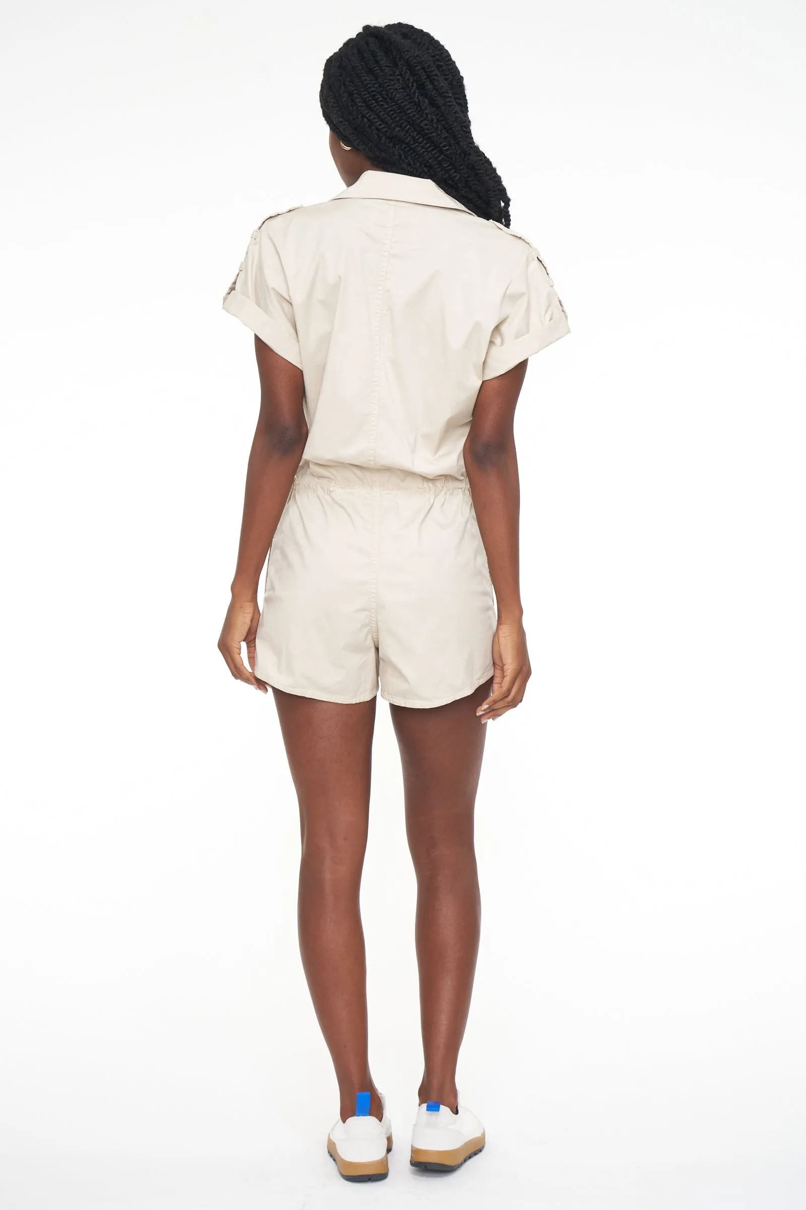 Meg Short Sleeve Zip Front Romper - Marble sold by pistola product image thumbnail 3