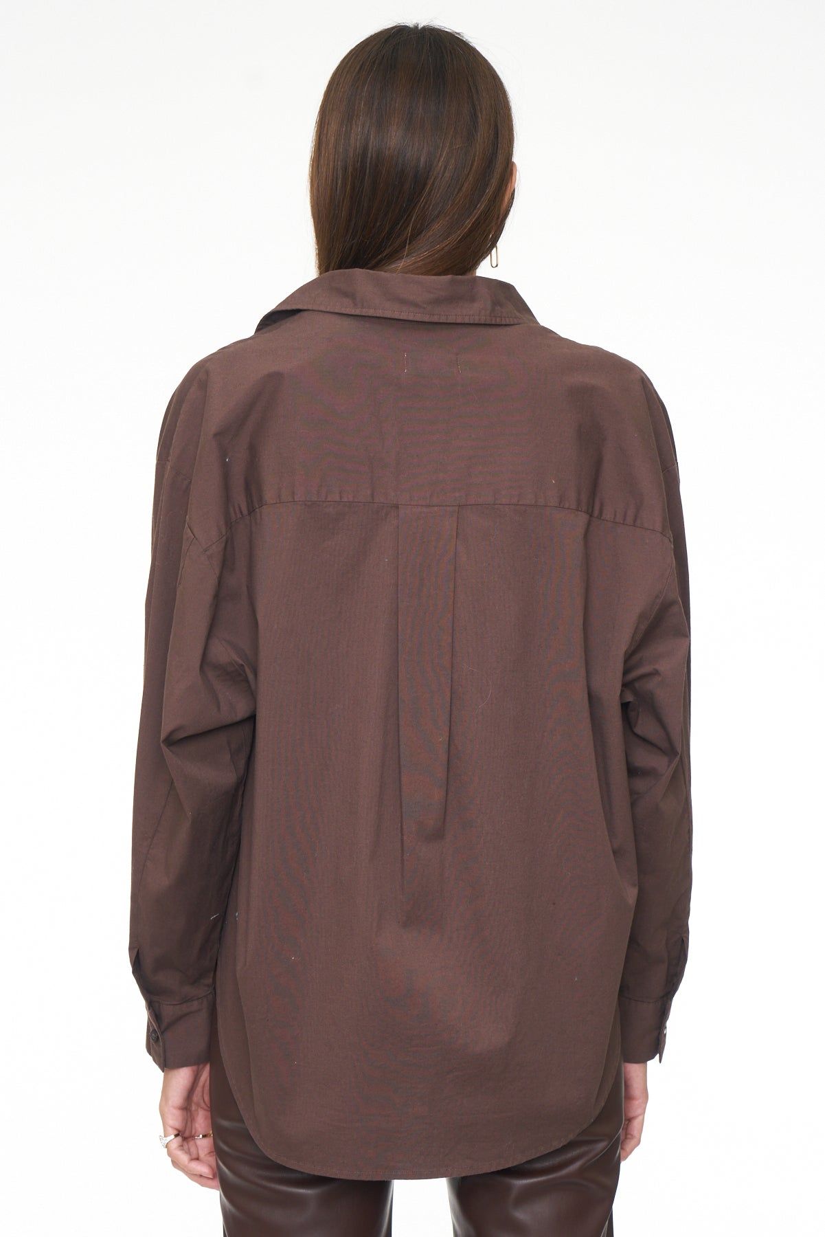 Sloane Long Sleeve Oversized Button Down Shirt - Espresso sold by pistola product image thumbnail 5