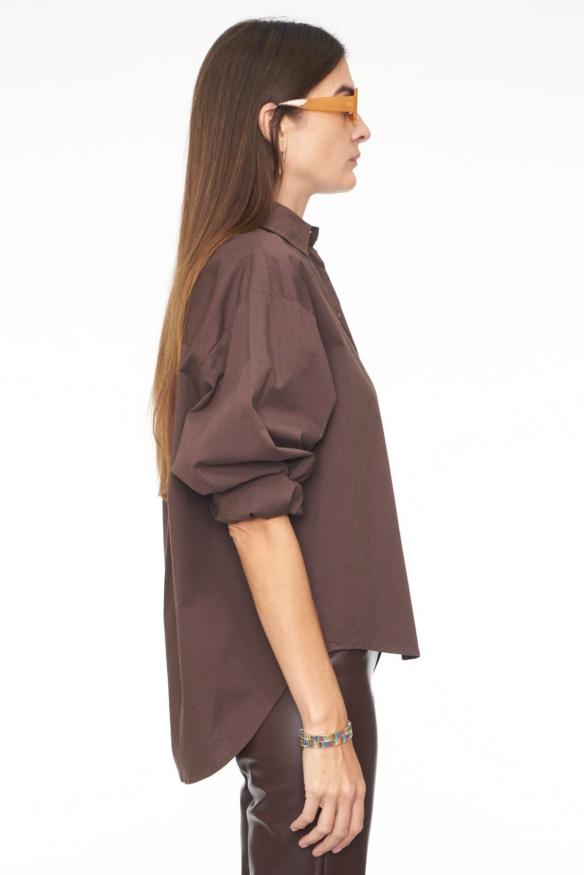 Sloane Long Sleeve Oversized Button Down Shirt - Espresso sold by pistola product image thumbnail 3