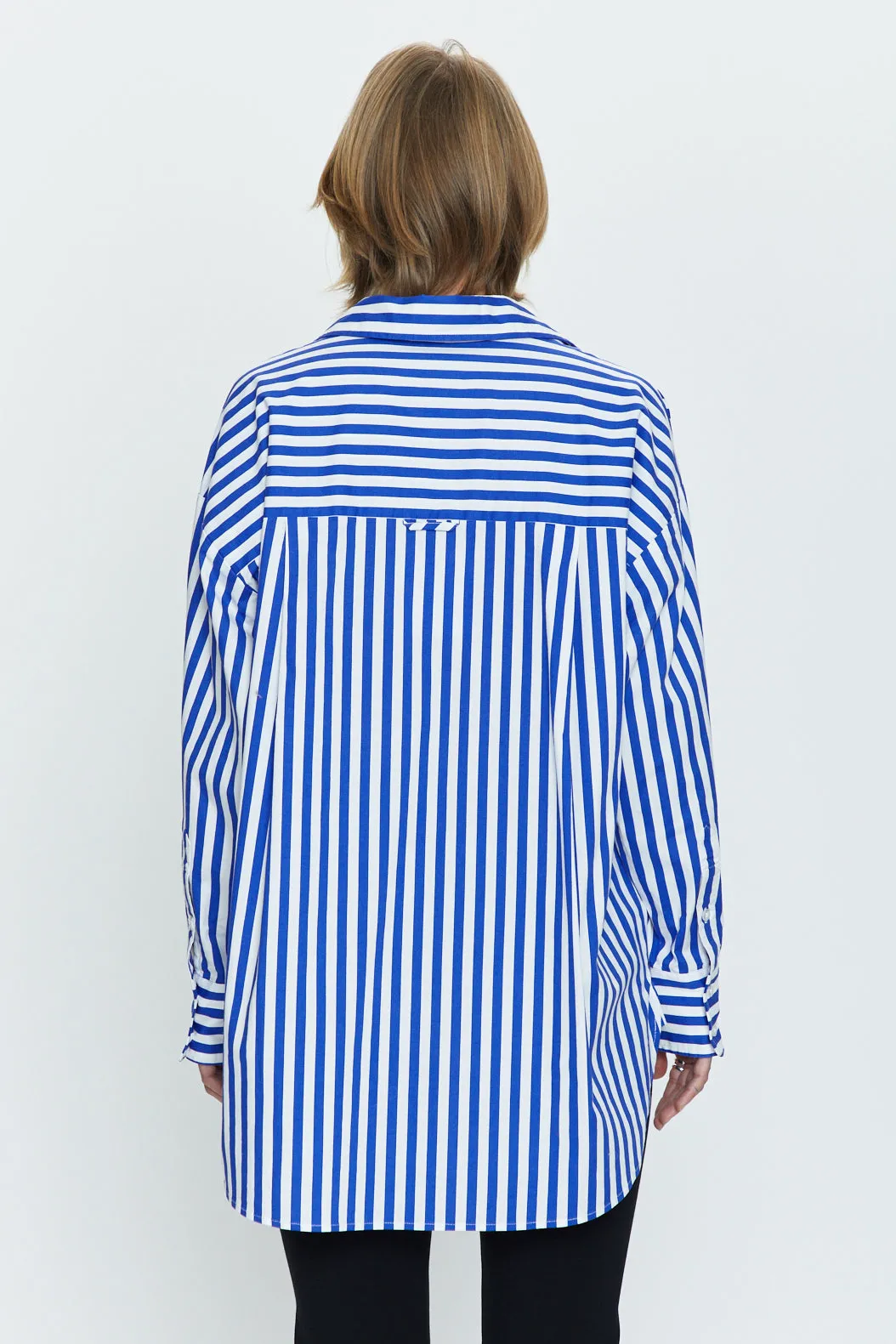 Rena Button Down Tunic Shirt - Cobalt Stripe sold by pistola product image thumbnail 4