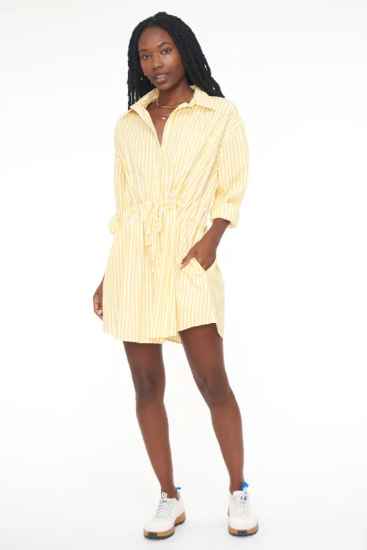 Layla Cinched Waist Dress - Apricot Stripe sold by pistola