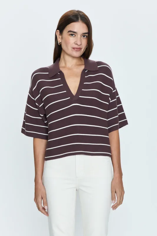 Marlow Polo - Mocha Stripe sold by pistola