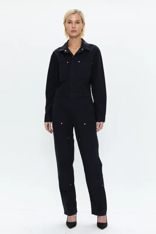 Abigail Long Sleeve Carpenter Jumpsuit - Black sold by pistola