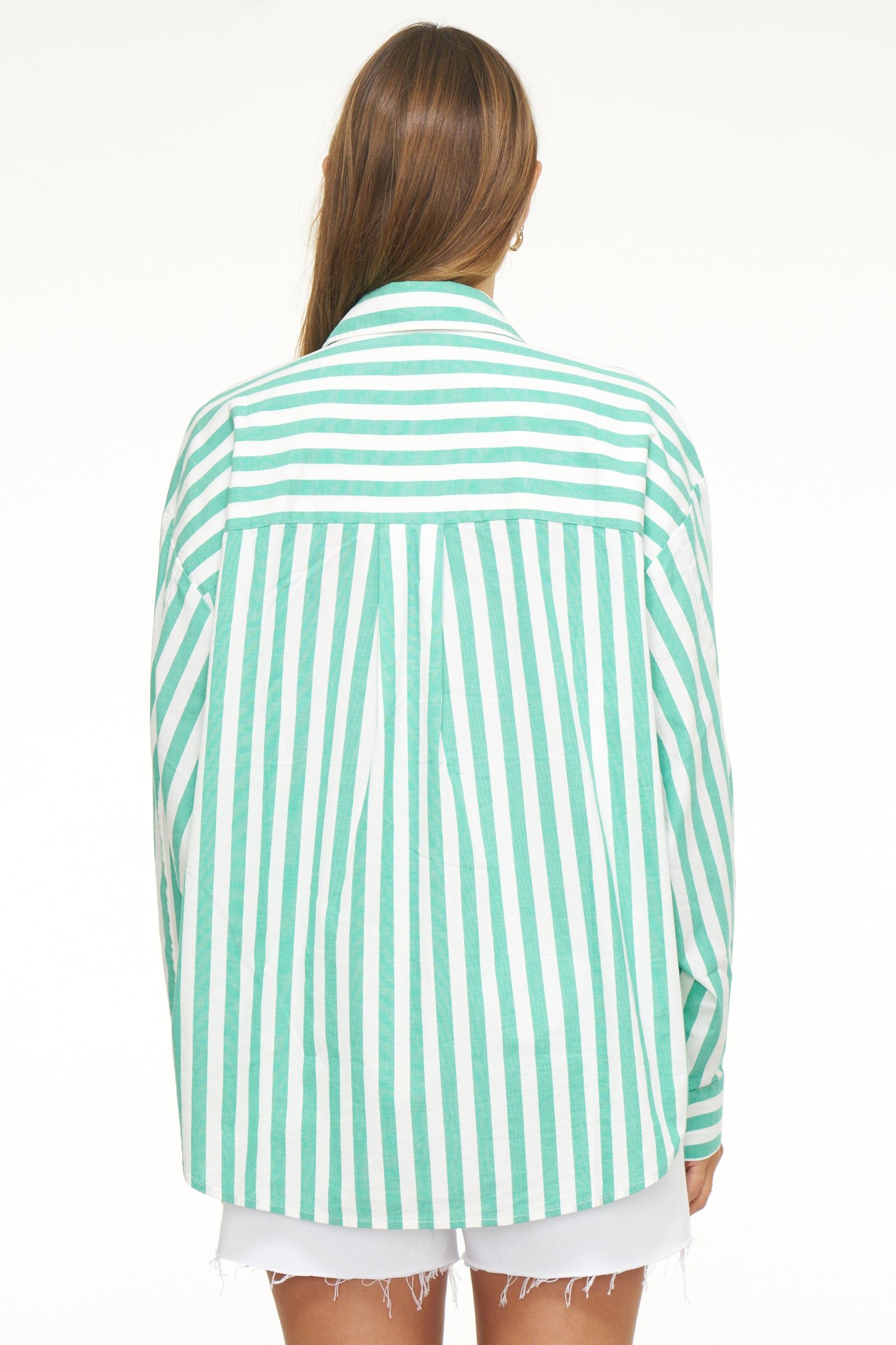 Sloane Oversized Button Down Shirt - Clover Stripe sold by pistola product image thumbnail 4