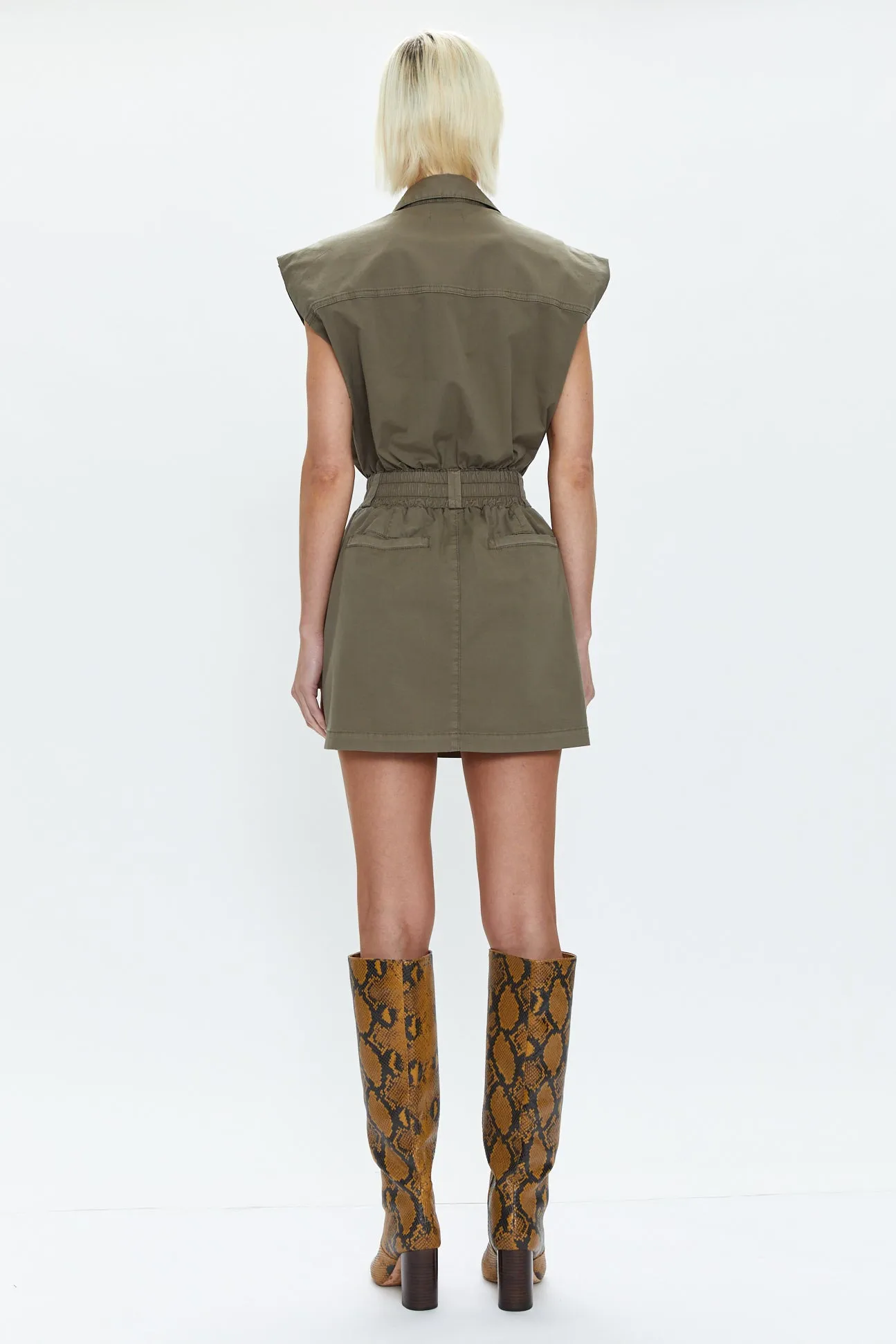 Rosie Mini Dress Smocked Waist Dress - Dark Olive sold by pistola product image thumbnail 3