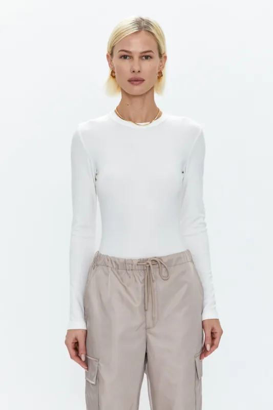 Bailey Long Sleeve Crew Neck Thong Bodysuit - Le Blanc sold by pistola