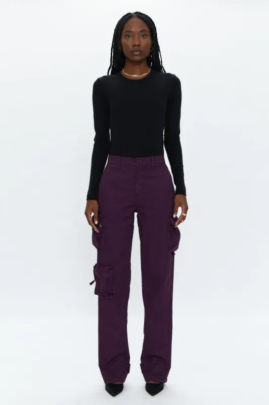 Bobbie Mid Rise Loose Straight Cargo Jean - Washed Aubergine sold by pistola