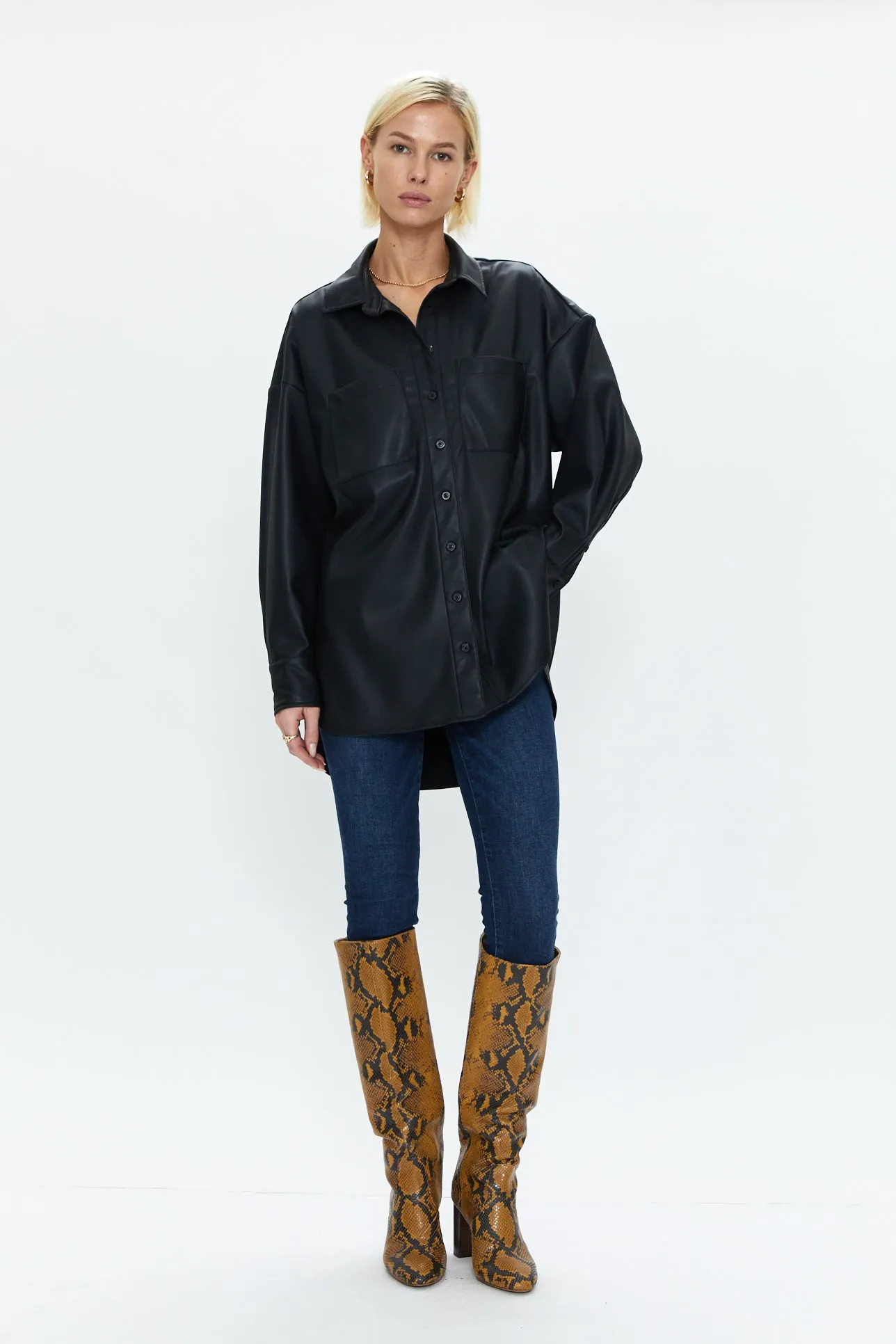 Rena Button Down Tunic Shirt - Slate Black sold by pistola product image thumbnail 2