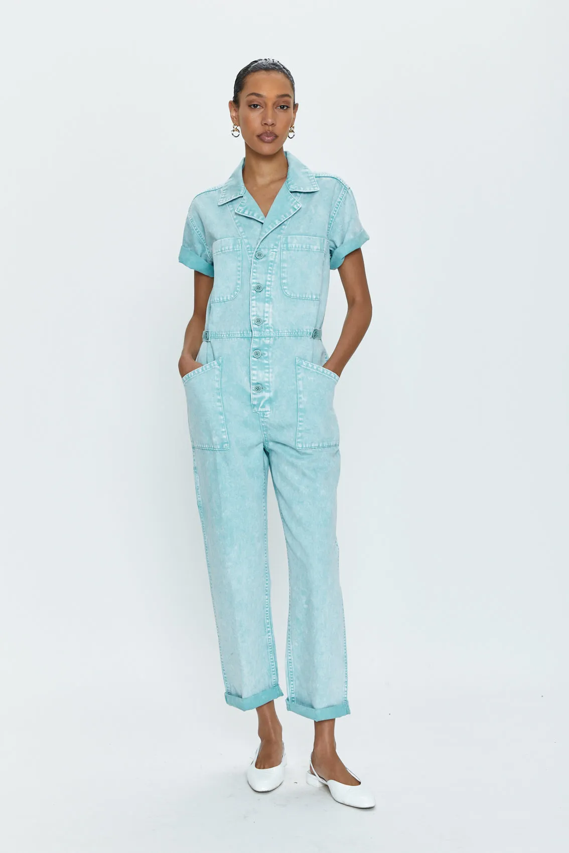 Grover Short Sleeve Field Suit - Aqua Snow sold by pistola