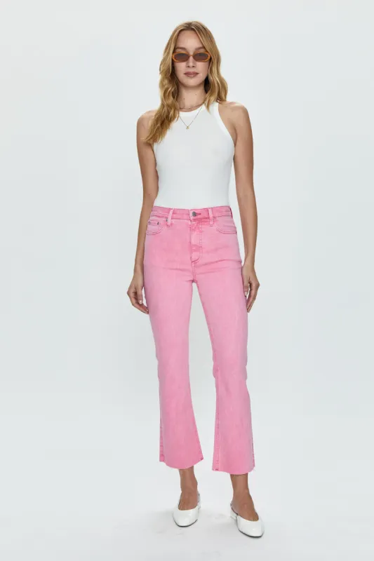 Lennon High Rise Crop Boot Jean - Carnation Pink Snow sold by pistola