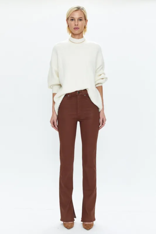 Colleen Super High Rise Slim Boot - Coated Saddle sold by pistola