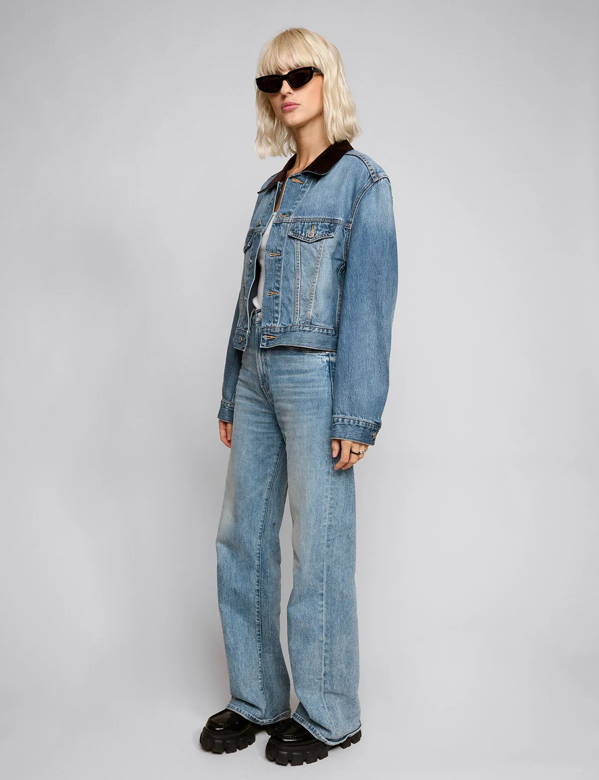 Contrast Collar Denim Jacket sold by Pixie Market product image thumbnail 2