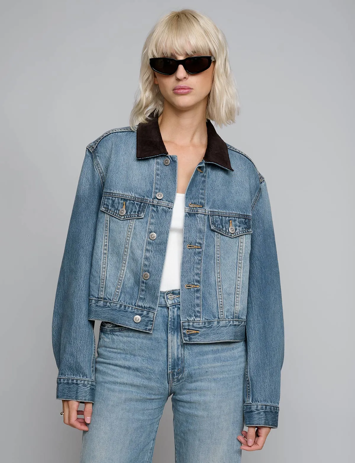 Contrast Collar Denim Jacket sold by Pixie Market product image thumbnail 4