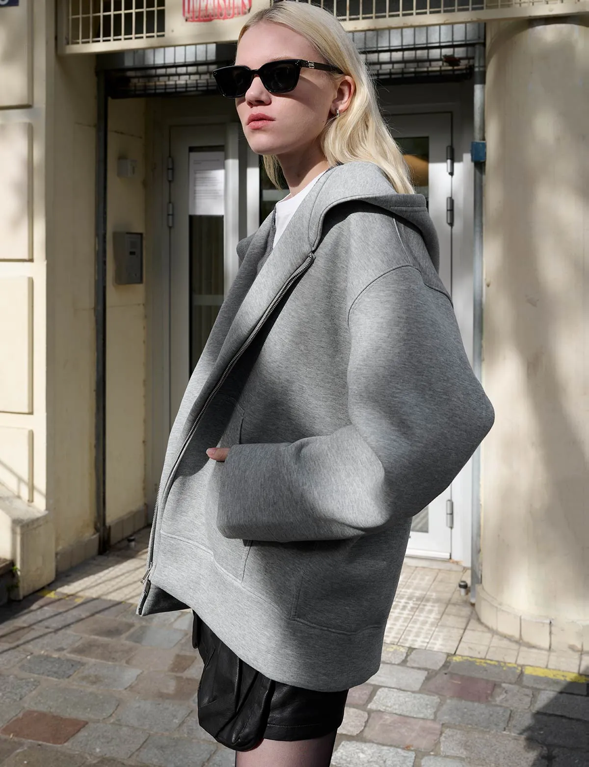 Cotton Jersey Zip Oversized Hoodie sold by Pixie Market product image thumbnail 5