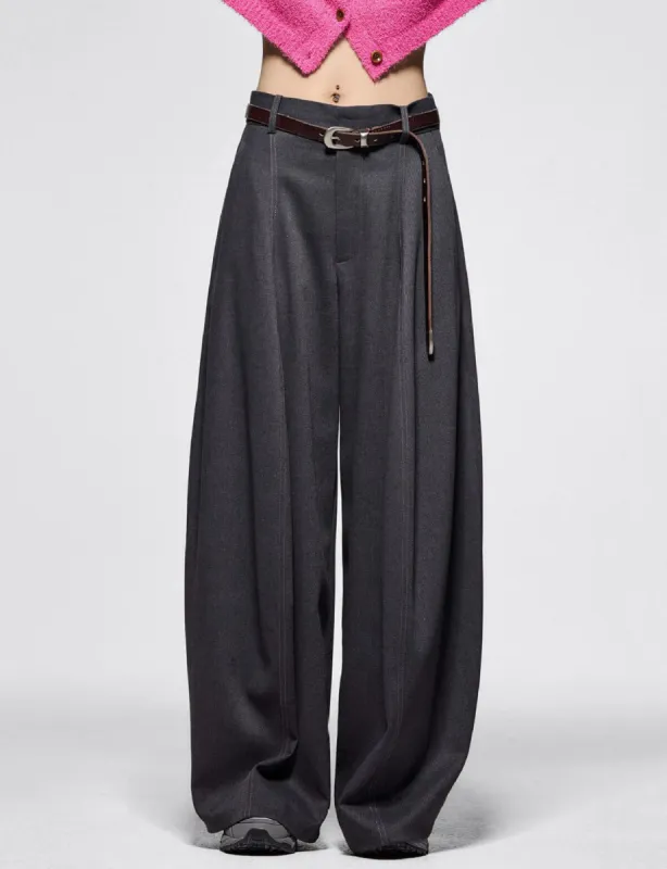 Dark Grey Barrel Leg Pants sold by Pixie Market