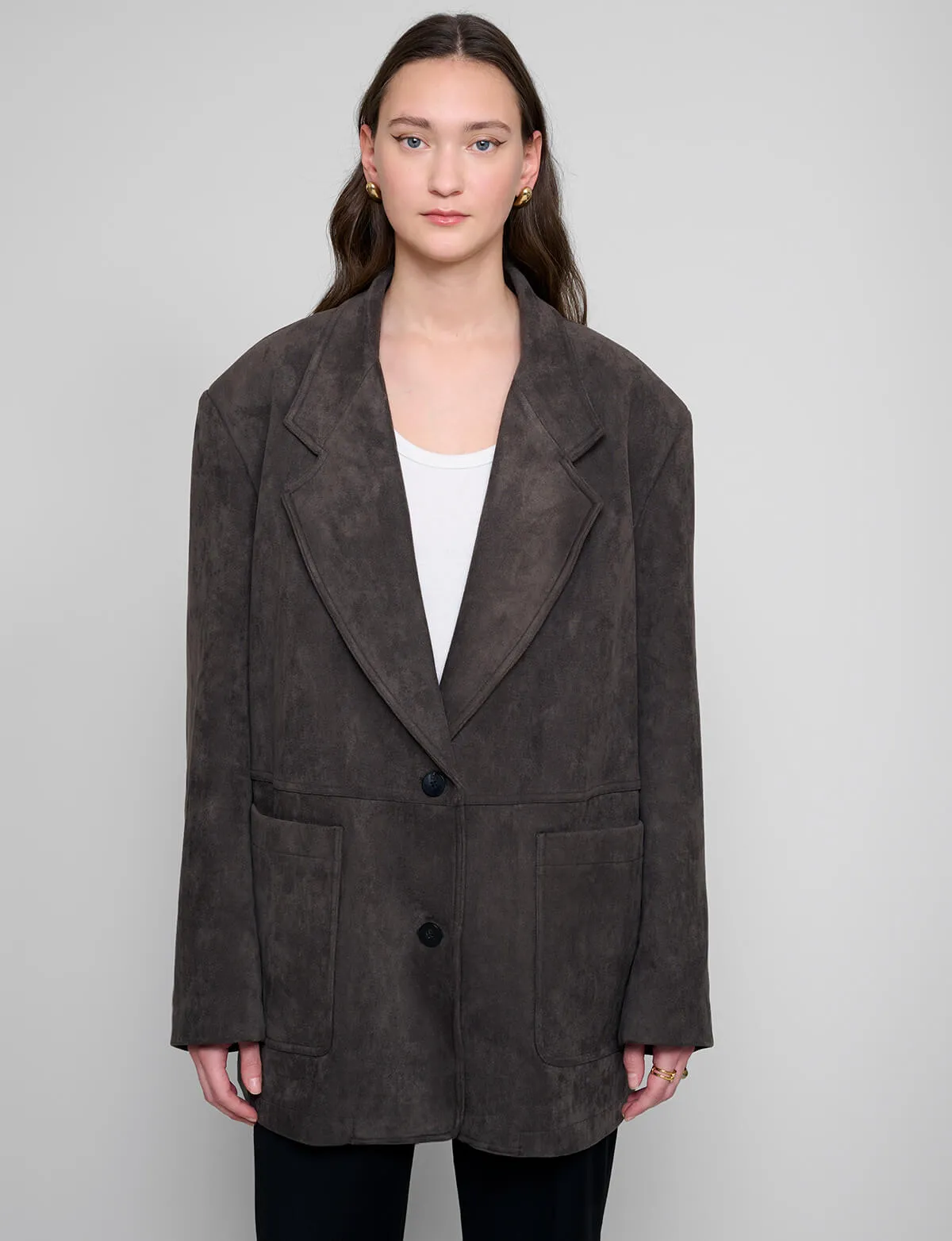 Espresso Suede Oversized Blazer sold by Pixie Market product image thumbnail 3