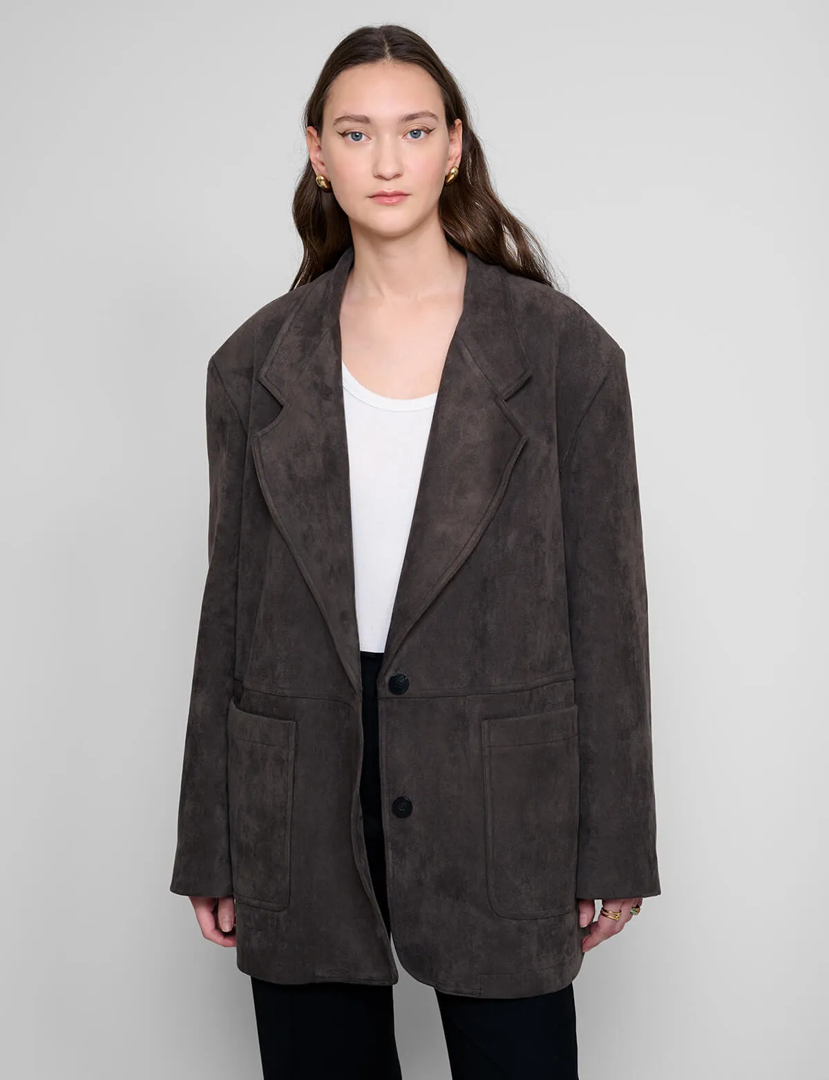 Espresso Suede Oversized Blazer sold by Pixie Market product image thumbnail 2