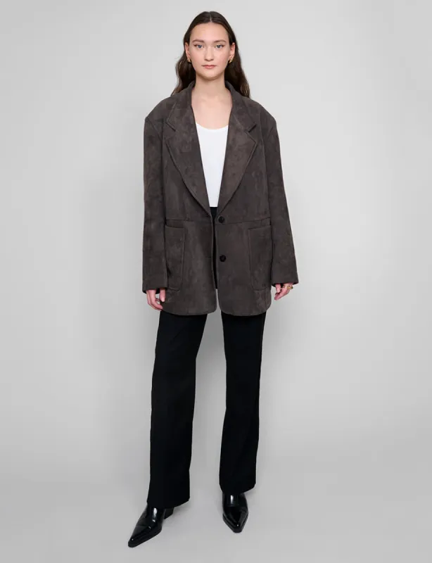 Espresso Suede Oversized Blazer sold by Pixie Market