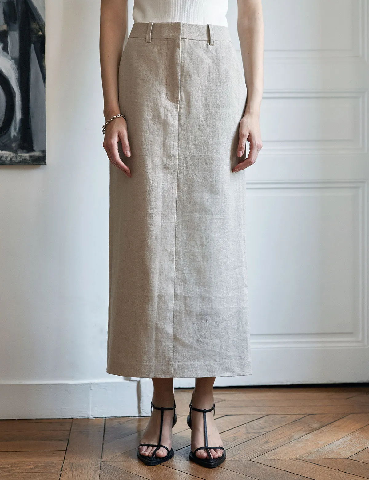 Oat Linen Maxi Skirt sold by Pixie Market product image thumbnail 2