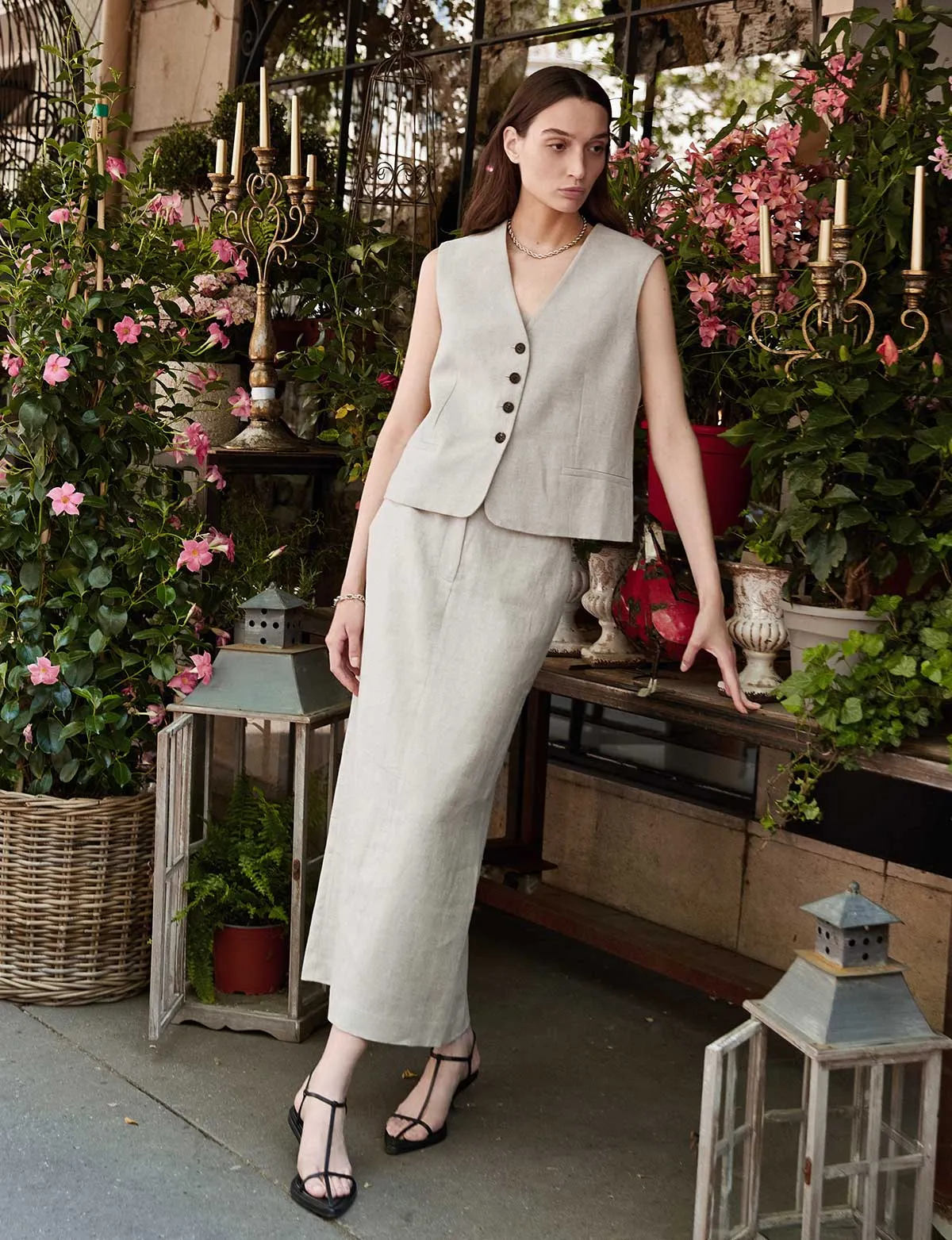 Oat Linen Maxi Skirt sold by Pixie Market product image thumbnail 3