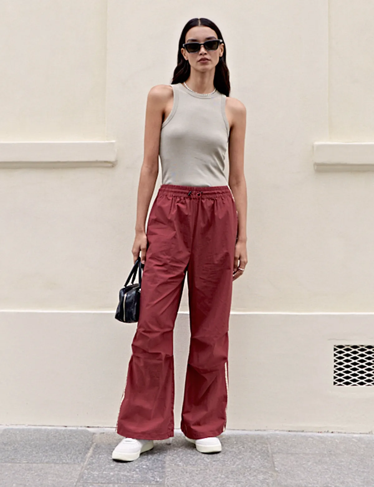 Red Track Pants sold by Pixie Market