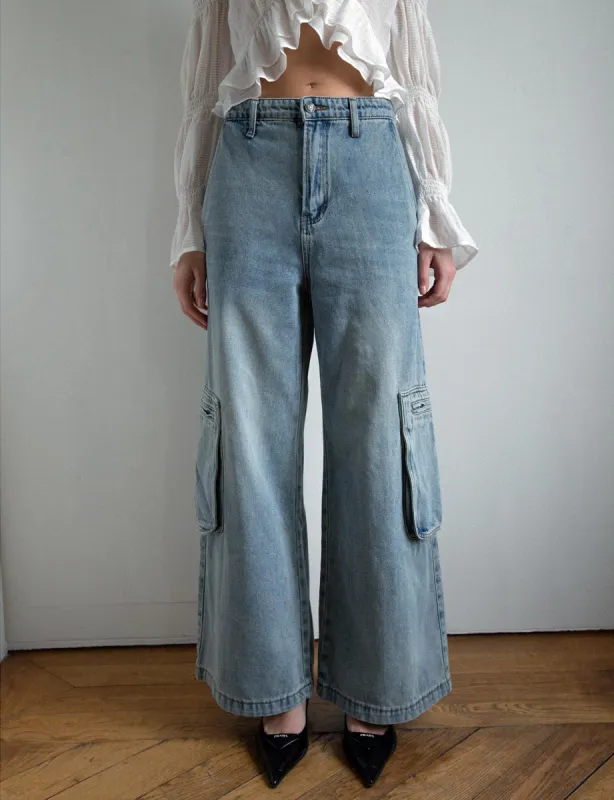 Noah Cargo Pocket Flared Jeans sold by Pixie Market