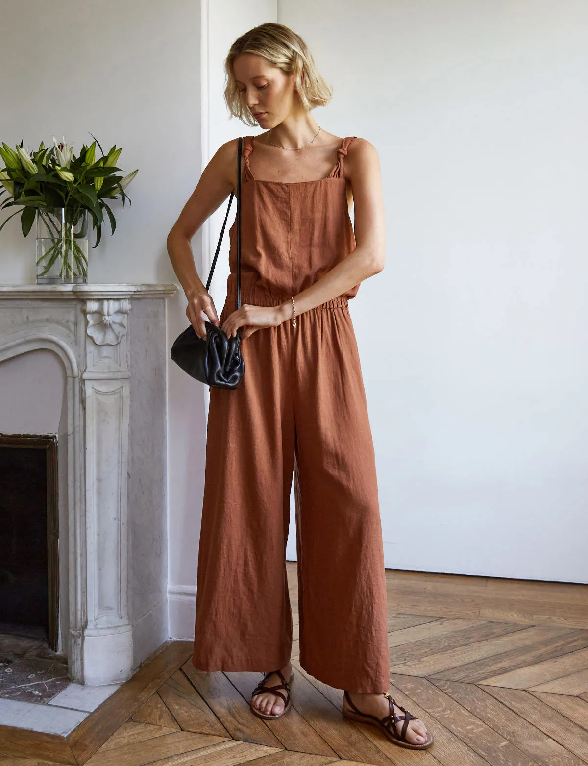 Shoulder Knot Wide Leg Jumpsuit sold by Pixie Market